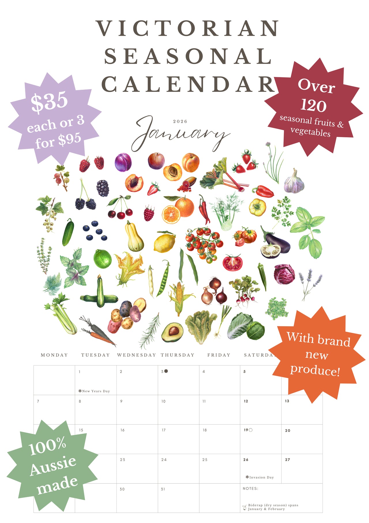 2026 Fruit & Veg Calendar - Victoria & South East Australia